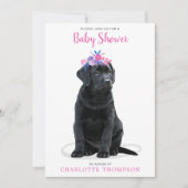 Black Labrador Retriever Baby shower Roze meisje Kaart (Voorkant)