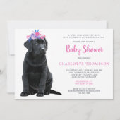 Black Labrador Retriever Baby shower Roze meisje Kaart (Achterkant)