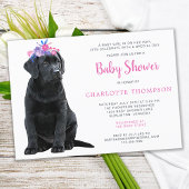 Black Labrador Retriever Baby shower Roze meisje Kaart