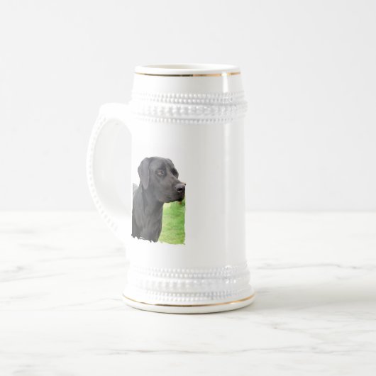 Black Labrador Retriever Beer Stein Bierpul (Voorkant links)