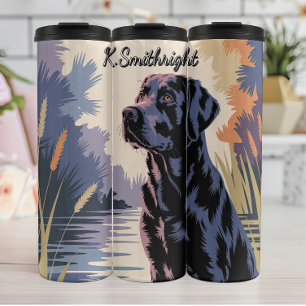 Black Labrador Retriever bij het water Thermosbeker