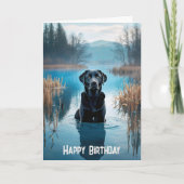 Black Labrador Retriever Birthday Kaart (Voorkant)