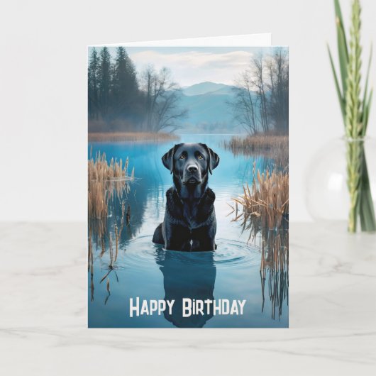 Black Labrador Retriever Birthday Kaart (Voorkant)