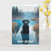 Black Labrador Retriever Birthday Kaart (Gele Bloem)