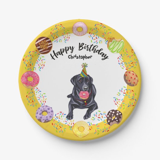 Black Labrador Retriever Birthday Party Bord (Voorkant)