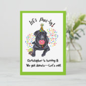  Black Labrador Retriever Birthday Party Invite Kaart (Staand voorkant)