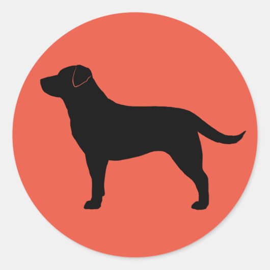 Black labrador Retriever Black Lab Dog Silhouette Ronde Sticker (Voorkant)