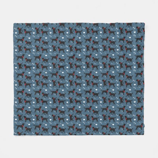 Black Labrador Retriever Blue Pattern Fleece Deken (Voorkant (Horizontaal))