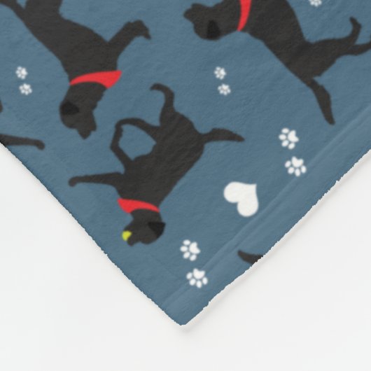 Black Labrador Retriever Blue Pattern Fleece Deken (Hoek)