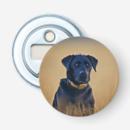 Black Labrador Retriever Button Bottle Open Button Flesopener