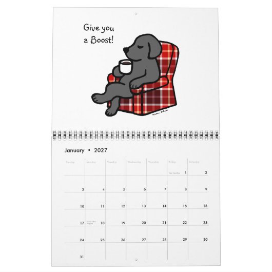 Black Labrador Retriever Cartoon Agenda 2015 Kalender (Jan 2027)