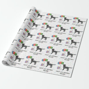 Black Labrador Retriever Cartoon Dog - Birthday Cadeaupapier