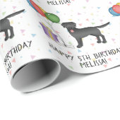 Black Labrador Retriever Cartoon Dog - Birthday Cadeaupapier (Rol Hoek)