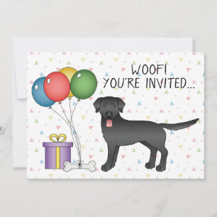 Black Labrador Retriever Cartoon Dog - Birthday Kaart