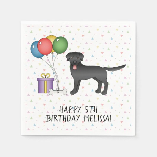 Black Labrador Retriever Cartoon Dog - Birthday Servet (Voorkant)