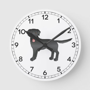 Black Labrador Retriever Cartoon Dog Illustratie Ronde Klok
