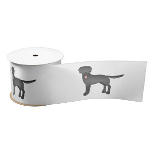 Black Labrador Retriever Cartoon Dog Illustratie Satijnen Lint