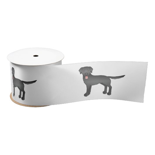 Black Labrador Retriever Cartoon Dog Illustratie Satijnen Lint (Spoel)