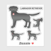 Black Labrador Retriever Cartoon Dog Illustratie Sticker (Vel)