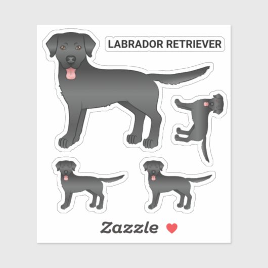Black Labrador Retriever Cartoon Dog Illustratie Sticker (Vel)