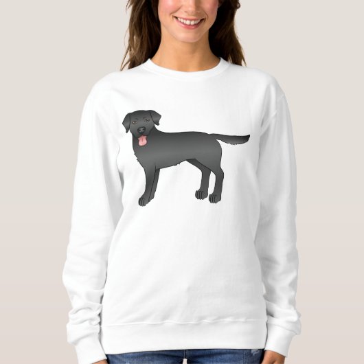 Black Labrador Retriever Cartoon Dog Illustratie Trui (Voorkant)
