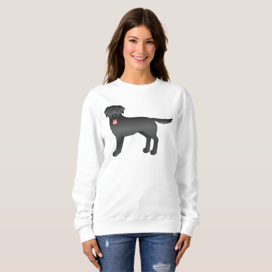 Black Labrador Retriever Cartoon Dog Illustratie Trui (Voorkant volledig)