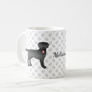 Black Labrador Retriever Cartoon Dog & Name Koffiemok