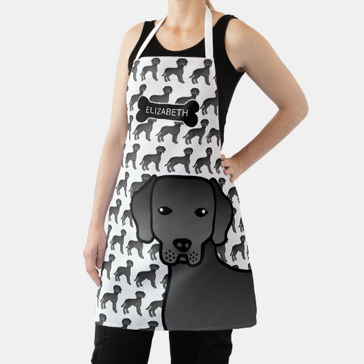 Black Labrador Retriever Cartoon Dog & Name Schort (Insitu)