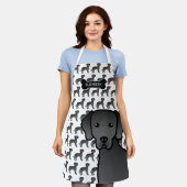 Black Labrador Retriever Cartoon Dog & Name Schort (Gedragen)