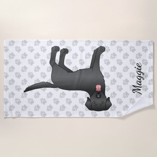 Black Labrador Retriever Cartoon Dog & Name Strandlaken (Voorkant)
