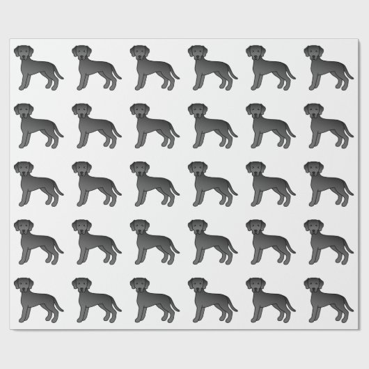 Black Labrador Retriever Cartoon Dog Patroon Cadeaupapier (Vlak)