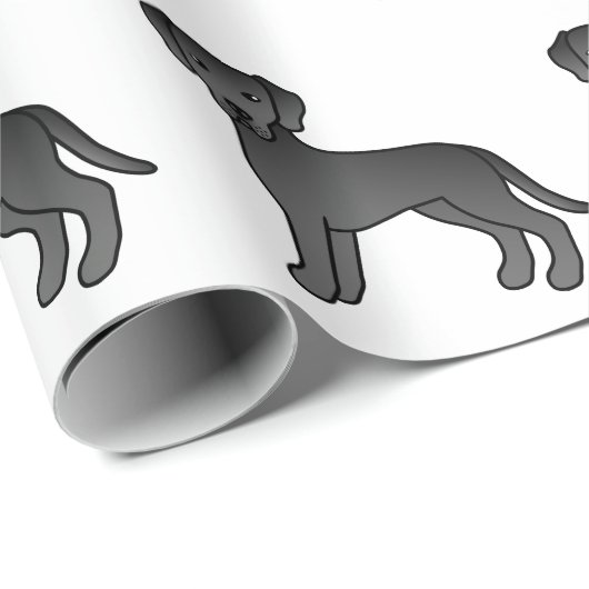 Black Labrador Retriever Cartoon Dog Patroon Cadeaupapier (Rol Hoek)