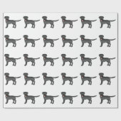Black Labrador Retriever Cartoon Dog Patroon Cadeaupapier (Vlak)