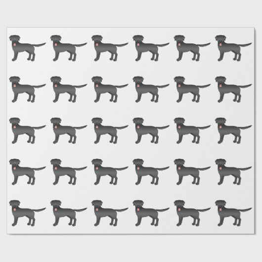 Black Labrador Retriever Cartoon Dog Patroon Cadeaupapier (Vlak)