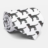 Black Labrador Retriever Cartoon Dog Patroon Stropdas (Opgerold)