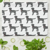 Black Labrador Retriever Cartoon Dog Patroon Theedoek (Gevouwen)