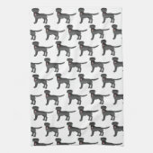 Black Labrador Retriever Cartoon Dog Patroon Theedoek (Verticaal)