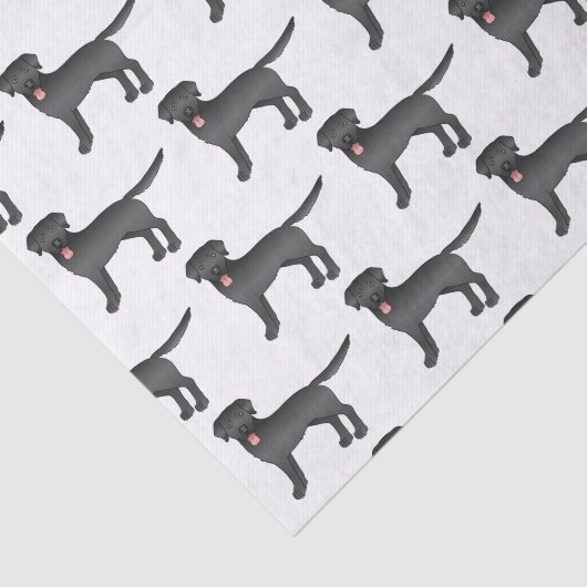 Black Labrador Retriever Cartoon Dog Patroon Tissuepapier (Detail)