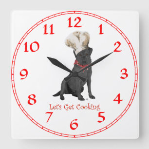 Black Labrador Retriever Chef Vierkante Klok