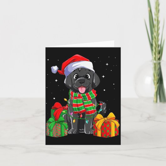 Black Labrador Retriever Christmas Lights Xmas Lab Kaart (Voorkant)