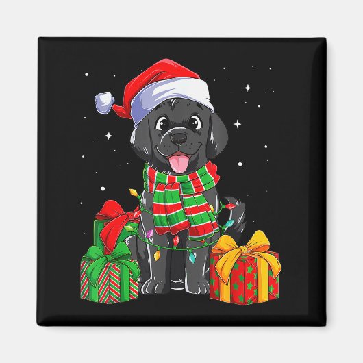 Black Labrador Retriever Christmas Lights Xmas Lab Magneet (Voorkant)