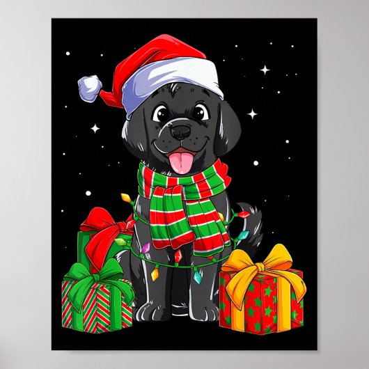 Black Labrador Retriever Christmas Lights Xmas Lab Poster (Voorkant)