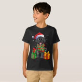 Black Labrador Retriever Christmas Lights Xmas Lab T-shirt (Voorkant volledig)
