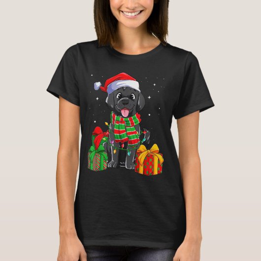Black Labrador Retriever Christmas Lights Xmas Lab T-shirt (Voorkant)