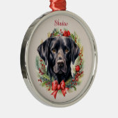 Black Labrador Retriever Christmas Pet Memorial Metalen Ornament (Rechts)