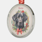 Black Labrador Retriever Christmas Pet Memorial Metalen Ornament (Links)