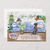 Black Labrador Retriever Cozy New Home Moving   Aankondigingskaart (Voorkant / Achterkant)