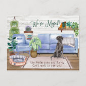 Black Labrador Retriever Cozy New Home Moving   Aankondigingskaart (Voorkant)