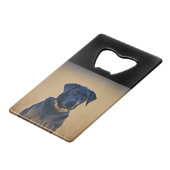 Black Labrador Retriever Creditkaart Flessenopener (Achterkant Gekanteld)