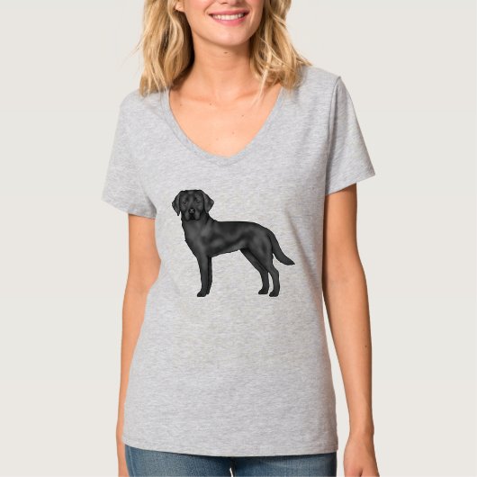 Black Labrador Retriever Cute Cartoon Dog T-shirt (Voorkant)